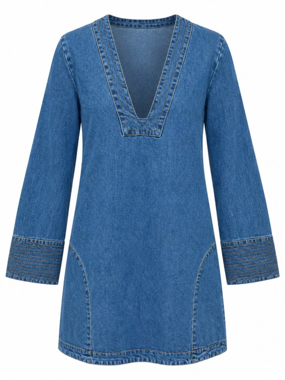 Free People Denim Tunic Dress V Neck M